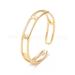Ионное покрытие (ip) 304 полое овальное открытое манжетное кольцо из нержавеющей стали для женщин, реальный 14k позолоченный, внутренний диаметр: 18 мм