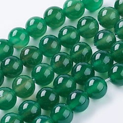 Природный агат бисер нитей, окрашенные, круглые, зелёные, 10 мм, отверстие : 1 мм, около 38 шт / нитка, 15.75 дюйм