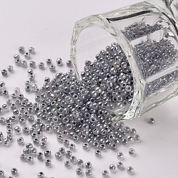 12/0 grade a perles de rocaille en verre rondes, Ceylan, gris ardoise, 2x1.5mm, Trou: 0.7mm, environ 5388 pcs/50 g