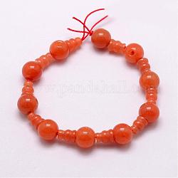 Naturale avventurina rosso 3 buche fili guru perline, per fare gioielli buddista, perle forate a T., 16.5~18mm, Foro: 2~3 mm, 2 pc / set, 10sets / strand, 6.5 pollice