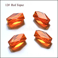 Imitazione branelli di cristallo austriaco, grado aaa, sfaccettato, colonna, arancione scuro, 8x5.5mm, Foro: 0.7~0.9 mm