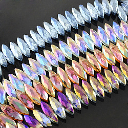 Electroplate Transparent Glass Beads Strands, Faceted, Horse Eye, Mixed Color, 30x10x7mm, Hole: 1mm