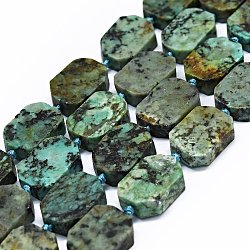 Brins de perles turquoises africaines naturelles (jaspe), mat, rectangle, 14~17x11~13x5~6mm, Trou: 1mm, Environ 21~23 pcs/chapelet, 15.75~16.14 pouce (40~41 cm)