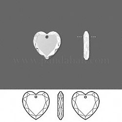 Austrian Crystal Rhinestone, 6225, Crystal Passions, Faceted, Heart Pendant, 001_Crystal, 10x10x3mm, Hole: 1mm