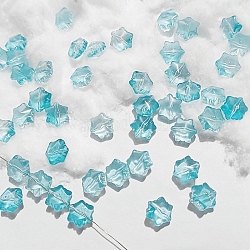 Perles en verre transparentes, Noël flocon de neige, Aqua, 11.5x10.5x7.5mm, Trou: 1mm