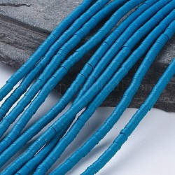 Perle di argilla polimerica fatte a mano ecologiche, Disco / rotondo piatta, perline Heishi, Blue Steel, 4x1mm, Foro: 1 mm, circa 380~400pcs/filo, 17.7 pollice