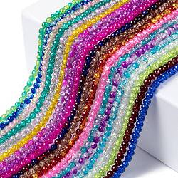 Fili di perle di vetro craquelé verniciato a spruzzo a 20 colori, tondo, colore misto, 8mm, Foro: 1.3~1.6 mm, circa 100pcs/filo, 31.4 pollice