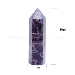 Point Tower Natural Amethyst Home Display Decoration, Healing Stone Wands, for Reiki Chakra Meditation Therapy Decos, Hexagon Prism, 100x30mm