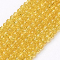 Crackle GlasperlenStränge, Runde, golden, 4 mm, Bohrung: 1.1~1.3 mm, 31.4 Zoll