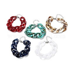 Gros bracelet chaîne gourmette acrylique pour fille femmes, couleur mixte, 7-7/8 pouce (20 cm)