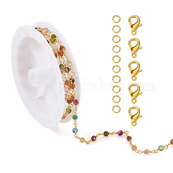 Pandahall diy набор для изготовления браслета-цепочки и ожерелья, включая круглые цепочки из бисера ручной работы из натурального агата длиной 1 м., Сплав застежками, Железные соединительные колечки, разноцветные, 5~14.5x0.7~6 мм