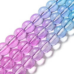 Gefärbte und erhitzte synthetische Quarzperlenstränge, Runde Perlen mit Farbverlauf, Violett, 8 mm, Bohrung: 1 mm, ca. 55~56 Stk. / Strang, 15.55''~15.75'' (39.5~40 cm)