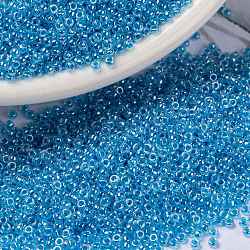 Perles rocailles miyuki rondes, Perles de rocaille japonais, (rr537) bleu ceylon, 15/0, 1.5mm, Trou: 0.7mm, à propos 5555pcs / bouteille, 10 g / bouteille