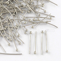 Brass Ball Head pins, Cadmium Free & Lead Free, Platinum, 24x0.7mm, 21 Gauge, Head: 2mm, about 10000pcs/bag