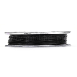 Filo elastico perline elastico resistente, filo di cristallo elastico piatto, nero, 0.8mm, circa 10.93 iarde (10 m)/rotolo