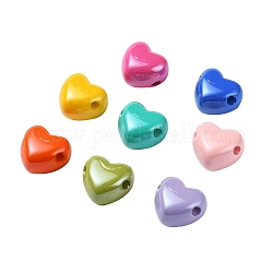Perline europee acriliche opache 32 pz 8 colori, perline con foro grande, perlato, cuore, colore misto, 19.5x21.5x14.5mm, Foro: 4 mm