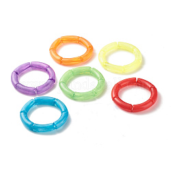 Acrylic Tube Beaded Stretch Bracelets Set, Mixed Color, Inner Diameter: 2 inch(5cm), 6pcs/set