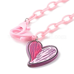 Collares colgantes de acrílico transparente, con cadenas portacables de acrílico opaco, corazón, rosa perla, 21.25 pulgada (54 cm)
