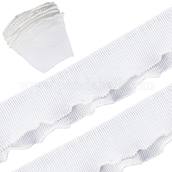 Gorgecraft 5 m Polyester-Rüschenbesatz, mit Kunstperlenkante, für Puppenkleidung, Lolita-Kostümzubehör, weiß, 90x0.5~4 mm