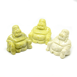 Natürliche gelbe Senf Jaspis Dekorationen, Buddha, grün gelb, 40~44.5x42~43x23~26 mm