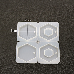 Pendant Silicone Molds, Resin Casting Molds, For UV Resin, Epoxy Resin Jewelry Making, Hexagon, White, 165x145x11mm, Hole: 4.5mm, Lnner: 60x70mm