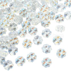 100 pz perle di vetro ceche trasparenti, trifoglio, chiaro, 7.5x4.5mm, Foro: 0.9 mm