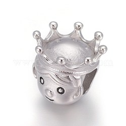 Retro 316 Perlen aus chirurgischem Edelstahl im europäischen Stil, Großloch perlen, Prinz, Antik Silber Farbe, 11x11.5x10 mm, Bohrung: 4.5 mm