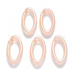 Transparent Acrylic Linking Rings, Quick Link Connectors, For Jewelry Chains Making, AB Color Plated, Imitation Gemstone Style, Oval, Light Salmon, 35x18.5x6.5mm, Inner Diameter: 25x9.5mm