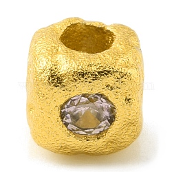 Latón entrepieza de abalorios, con diamante de imitación, cuadrado, color dorado mate, Claro, 4x4.5x4.5mm, agujero: 1.8 mm