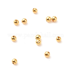 Perles séparateurs en laiton, Plaqué longue durée, ronde, véritable 18k plaqué or, 2mm, Trou: 0.5mm