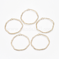 Aluminium Anhänger & Charms, Ring, Licht Gold, 41~42.5x44~45x1.5 mm, Bohrung: 2.5x1.5 mm
