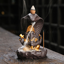 Porta incenso fumogeno con bruciatore di incenso a riflusso in porcellana serpente, decorazione creativa per la casa con bruciatore per aromaterapia, oro, 90x85x123mm