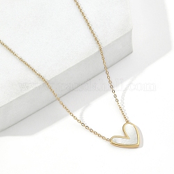 Ожерелье с подвеской в форме сердца из натуральной ракушки и 201 цепочкой из нержавеющей стали, золотые, 16.22 дюйм (41.2 см)