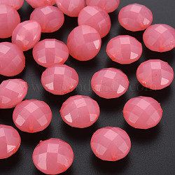 Perles en acrylique de gelée d'imitation, facette, plat rond, Saumon, 18.5x12.5mm, Trou: 1.5mm, environ 220 pcs/500 g