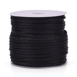 Cuerda de nylon, cordón de cola de rata de satén, Para hacer bisutería, anudado chino, negro, 1mm, alrededor de 32.8 yarda (30 m) / rollo