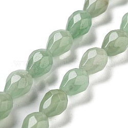 Verde naturale perline avventurina fili, sfaccettato a goccia, 10x7mm, Foro: 1.2 mm, circa 20pcs/filo, 7.87'' (20 cm)