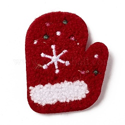 Рождественские тканевые заколки для волос, с железными зажимами, аксессуары для волос для девочек, перчатка, темно-красный, 58x47x3.5 мм