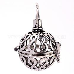 Подвески из латуни, для ожерелья, полые круглые с бесконечностью, античное серебро, 29x26x21.5 мм, отверстие : 6x8 мм, внутренней меры: 18 мм