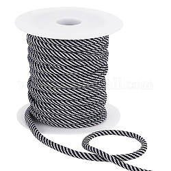 Benecreat 20 ярд круглого полиэфирного шнура, витая круглая веревка, с пластиковой катушкой 1 шт., для аксессуаров для одежды, чёрные, светло-серый, 5 мм