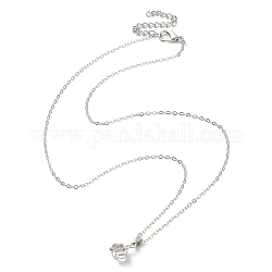 Collier pendentif couronne en strass rose clair avec chaînes câblées, collier en laiton pour femme, platine, 17.32 pouce (44 cm)