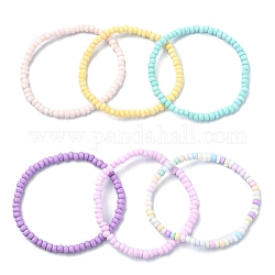 6 Stück 6-farbiges Glas-Samenperlen-Stretch-Armband-Set, Mischfarbe, Innendurchmesser: 2-1/8 Zoll (5.4 cm), 1 Stück / Farbe