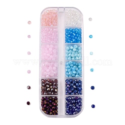 Glasperlen-Set galvanisieren, imitatorische Jade Perlen, Mit Perlglanz plattiert, facettiert, Rondell, Mischfarbe, 4x3 mm, Bohrung: 0.4 mm, 12 Farben, über 60~65 stück/farben, 720~780 Stück;