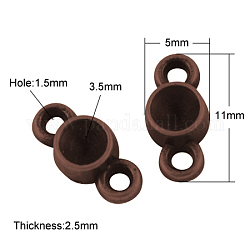 Alloy Cabochon Connector Settings, Cadmium Free & Nickel Free & Lead Free, Red Copper, 12.5x5x2.5mm, Hole: 1.5mm, Fit for 3.5mm rhinestone