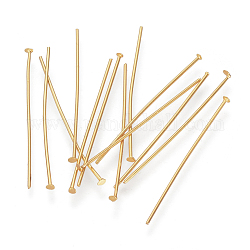 304 Stainless Steel Flat Head Pins, Real 16K Gold Plated, 20x0.7mm, 21 Gauge, Head: 1.5mm