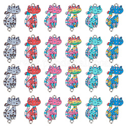 SUNNYCLUE 1 Box 30Pcs 6 Colors Cat Charm Bulk Cats Charms Pet Link Charm Colorful Cute Flower Charm Animal Connector Charms for jewellery Making Charms DIY Necklace Earrings Bracelet Craft Adult Women