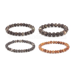 4Pcs 4 Size Natural Agate Round Beaded Stretch Bracelets Set, Gemstone Jewelry for Women, Inner Diameter: 2-1/8~2-1/4 inch(5.3~5.8cm), Beads: 6~10mm, 1Pc/size