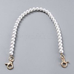 Sangles de chaîne de sac, avec des perles d'imitation en plastique ABS et des fermoirs pivotants en alliage de zinc doré clair, pour les accessoires de remplacement de sac, blanc, 41 cm