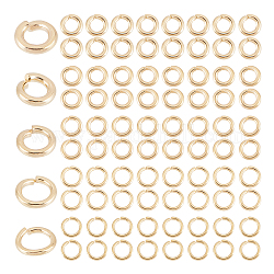 Pandahall elite 250 stücke 5 größen rack beschichtung messing biegeringe, offene Ringe springen, langlebig plattiert, golden, 4~4.5x0.6~1 mm, Innendurchmesser: 2~2.8 mm, 50pcs / Größe