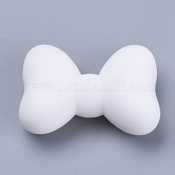 Perle focali in silicone ecologico per uso alimentare, masticare perline per i denti, fare collane fai-da-te fai-da-te, bowknot, bianco, 21x29x10.5mm, Foro: 2 mm