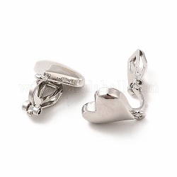 Boucles d'oreilles à clip en alliage, avec boucles horizontales, cœur, platine, 16x14x9.5mm, Trou: 1.2mm